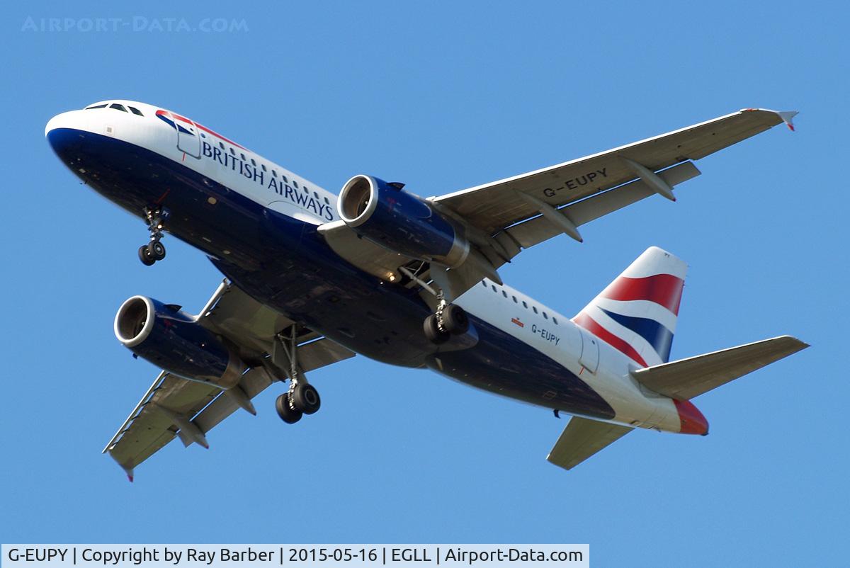 G-EUPY, 2001 Airbus A319-131 C/N 1466, Airbus A319-131 [1466] (British Airways) Home~G 16/05/2015. On approach 27R.