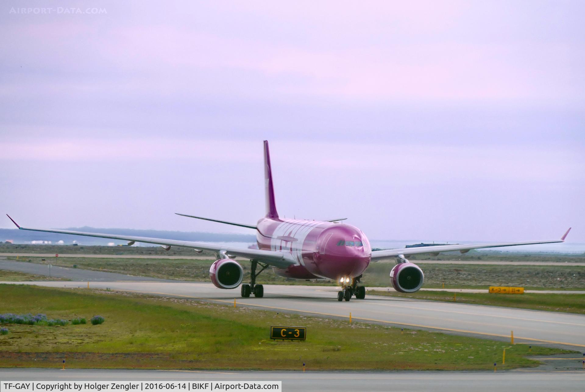 TF-GAY, 2010 Airbus A330-343 C/N 1098, On taxi to parking position....