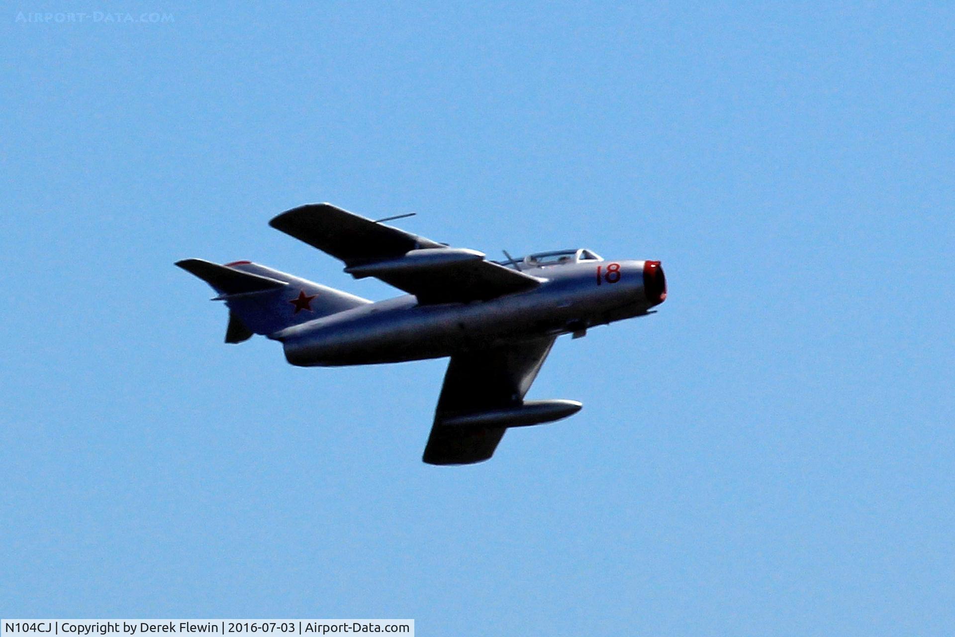 N104CJ, 1952 PZL-Mielec SBLim-2 (MiG-15UTI) C/N 1A01004, MiG-15UTI, Rygge based, previously 104, seen displaying at WNAS16. Thanks Roger for the serial.