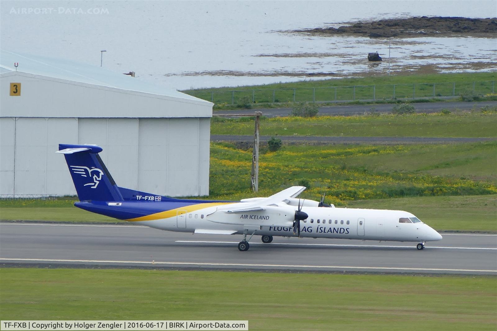 TF-FXB, 2001 De Havilland Canada DHC-8-402Q Dash 8 C/N 4038, Arrival from AEY on taxi to parking position...