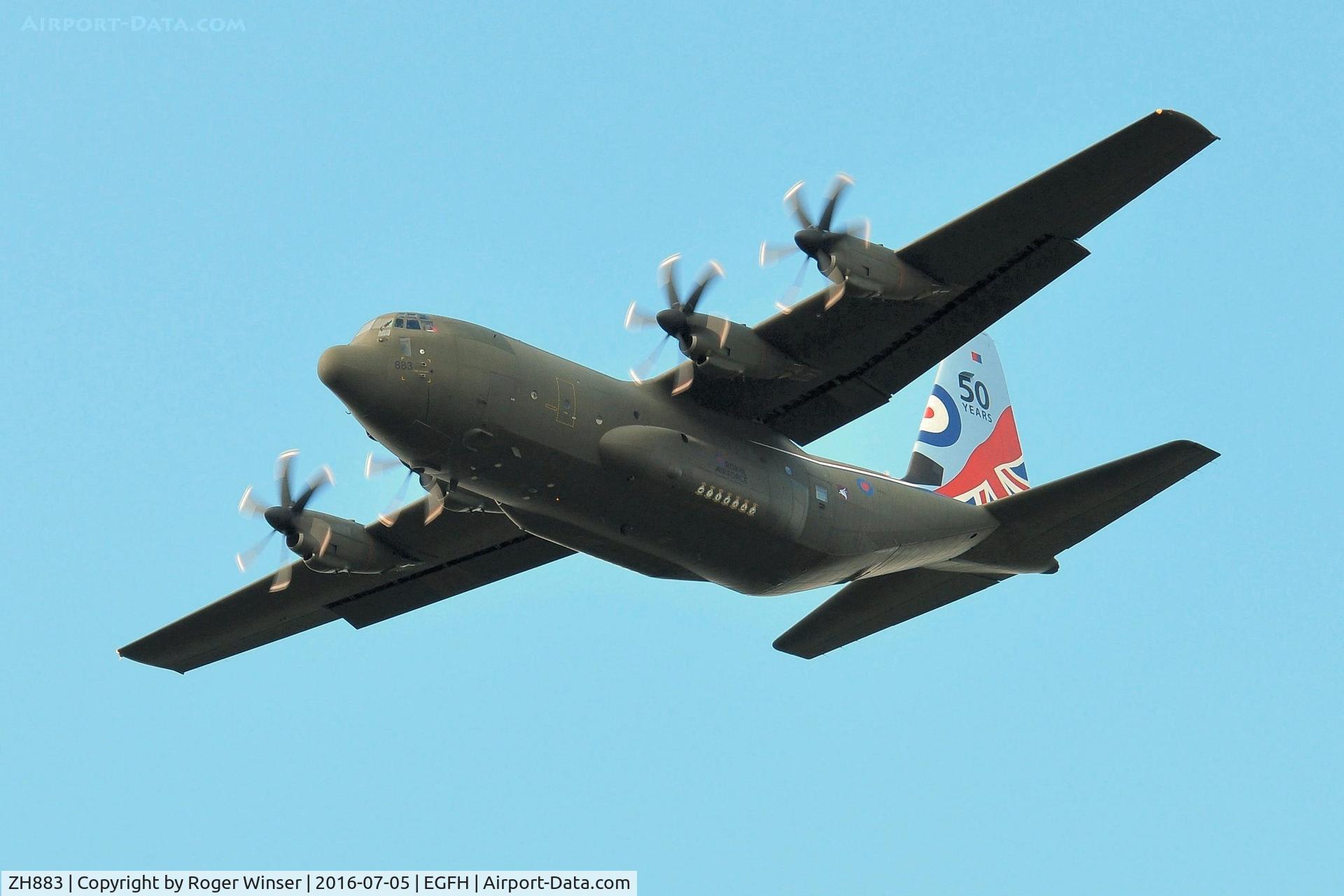 ZH883, 1999 Lockheed Martin C-130J Hercules C.5 C/N 382-5481, RAF Hercules C.5 aircraft coded 883 of the Brize Norton Transport Wing with 50 years of Hercules service with the RAF logo.