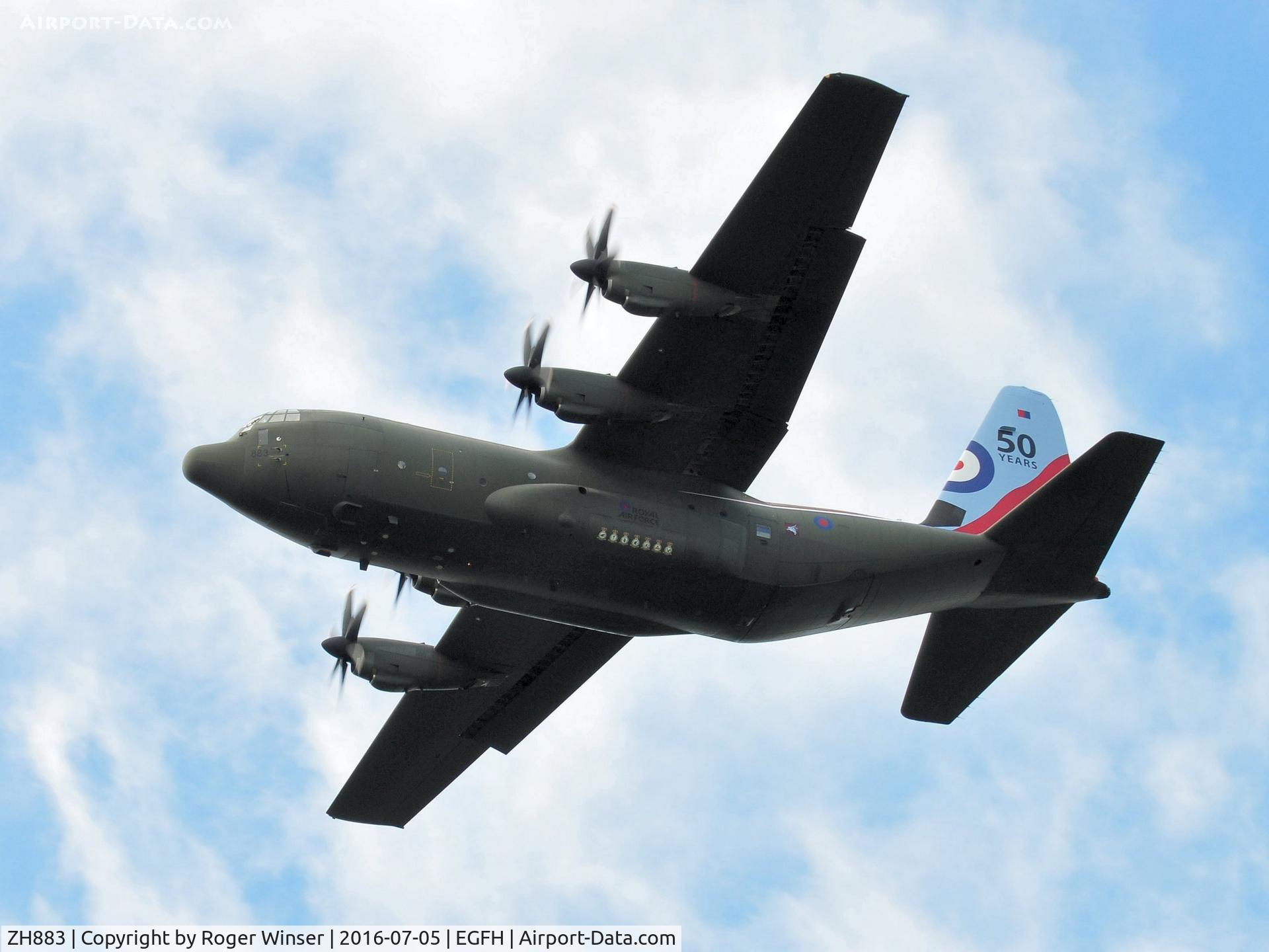 ZH883, 1999 Lockheed Martin C-130J Hercules C.5 C/N 382-5481, RAF Hercules C.5 aircraft coded 883 of the Brize Norton Transport Wing with 50 years of Hercules service with the RAF logo..