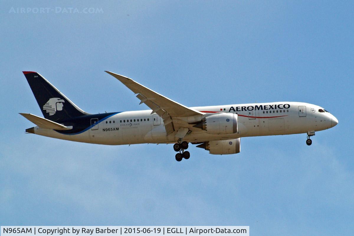 N965AM, 2013 Boeing 787-8 Dreamliner C/N 35308, Boeing 787-8 Dreamliner [35308] (Aeromexico) Home~G 19/06/2015. On approach 27L.