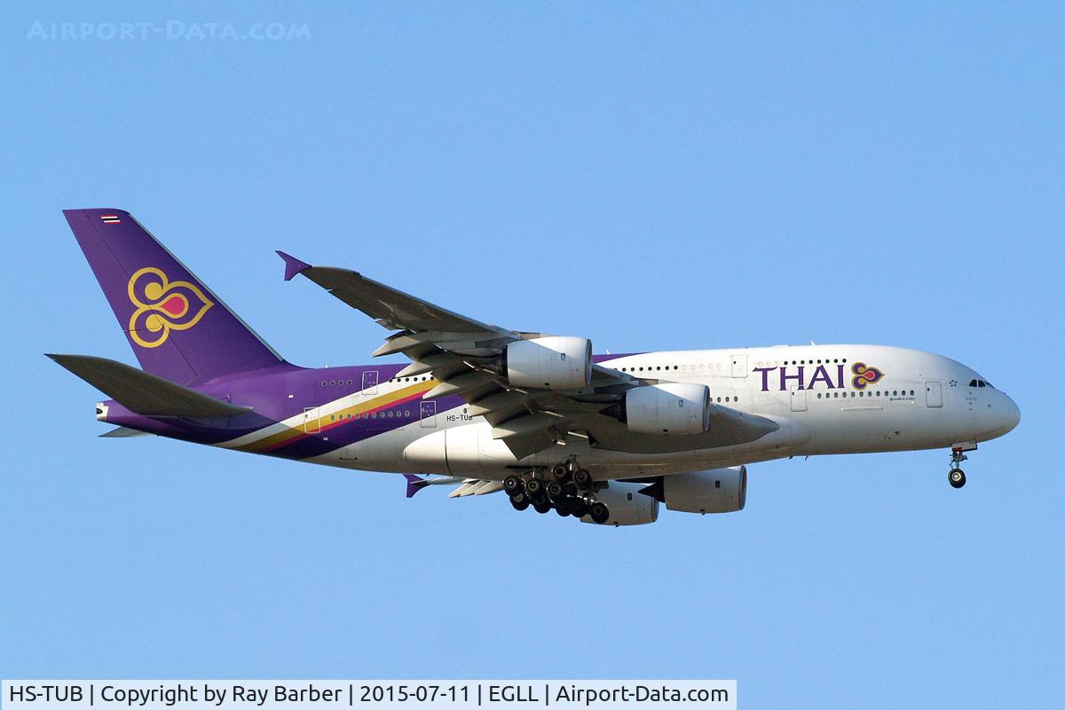HS-TUB, 2012 Airbus A380-841 C/N 093, Airbus A380-841 [093] (Thai Airways) Home~G 11/07/2015. On approach 27L.