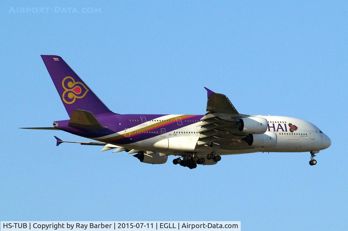 HS-TUB, 2012 Airbus A380-841 C/N 093, Airbus A380-841 [093] (Thai Airways) Home~G 11/07/2015. On approach 27L.