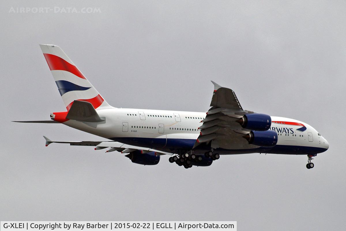 G-XLEI, 2014 Airbus A380-841 C/N 173, Airbus A380-841 [173] (British Airways) Home~G 22/02/2015. On approach 27L
