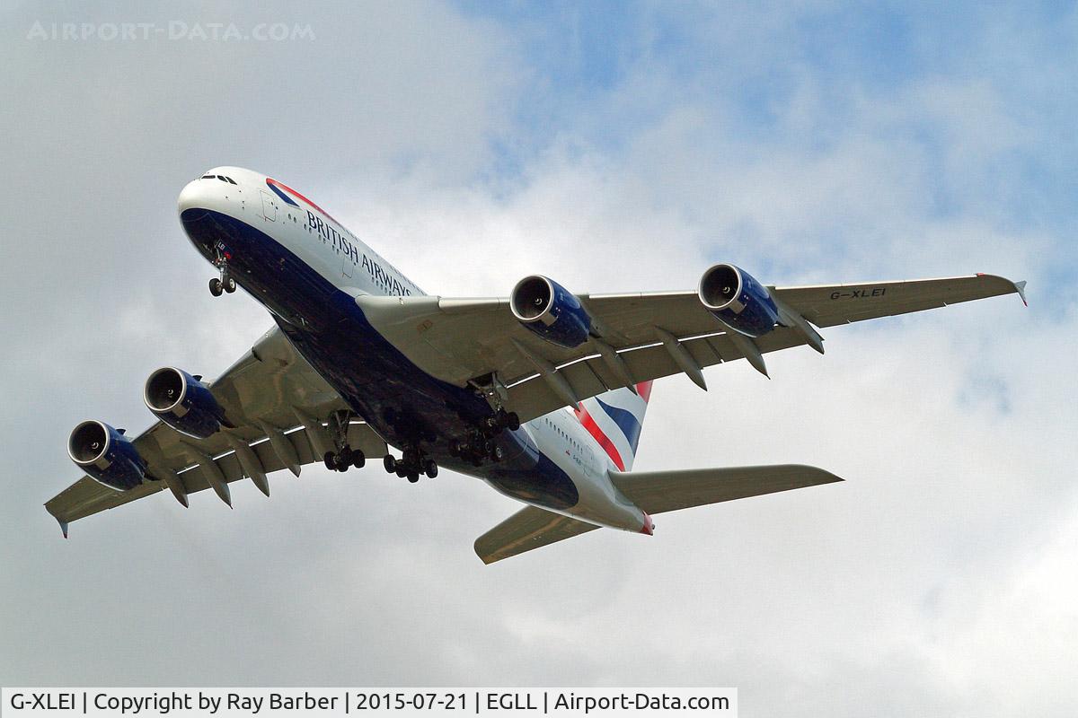 G-XLEI, 2014 Airbus A380-841 C/N 173, Airbus A380-841 [173] (British Airways) Home~G 21/07/2015. On approach 27R.