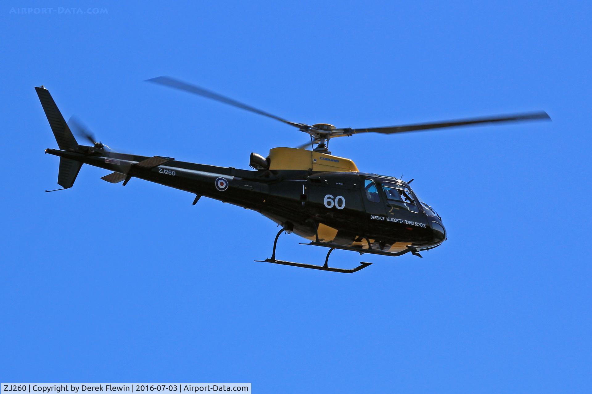 ZJ260, 1997 Eurocopter AS-350BB Squirrel HT1 Ecureuil C/N 2985, Squirrel HT1,Royal Air Force RAF Shawbury based, previously G-BXGB, seen departing WNAS16 carrying Red10 Squadron Leader Mike Ling (Supervisor)