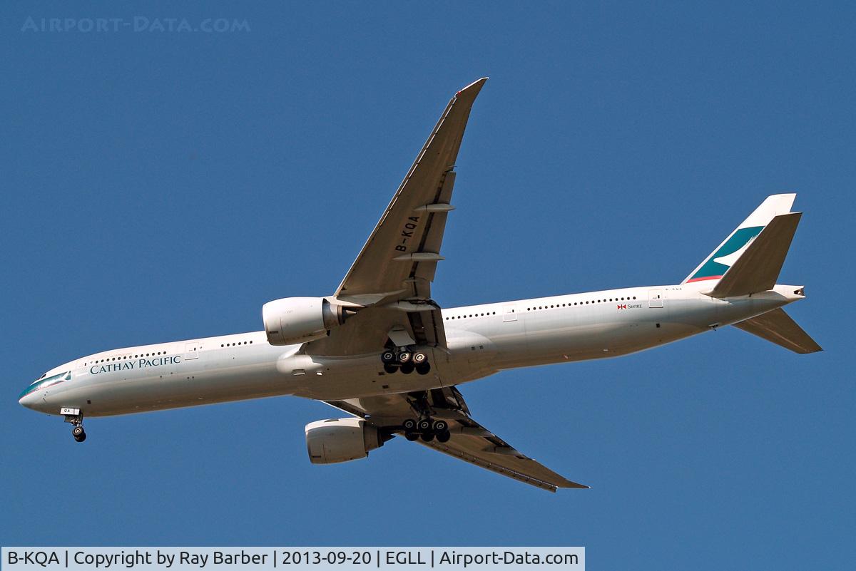 B-KQA, 2012 Boeing 777-367/ER C/N 37898, Boeing 777-367ER [37898] (Cathay Pacific Airways) Home~G 20/09/2013,. On approach 27R.