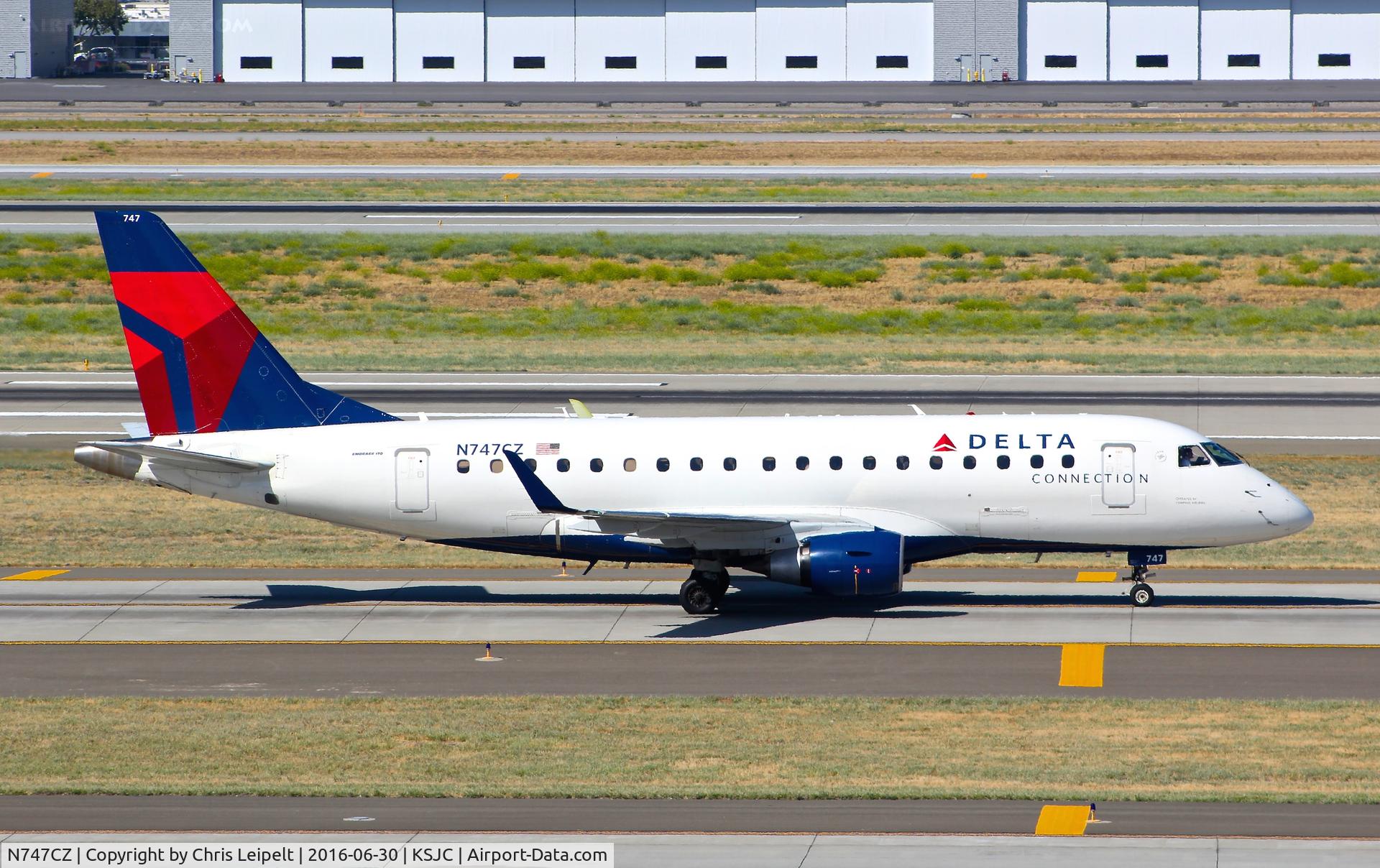 N747CZ, Embraer 170LR (ERJ-170-100LR) C/N 17000187, Delta Connection with their Embraer ERJ 170-100 at San Jose International Airport, CA.