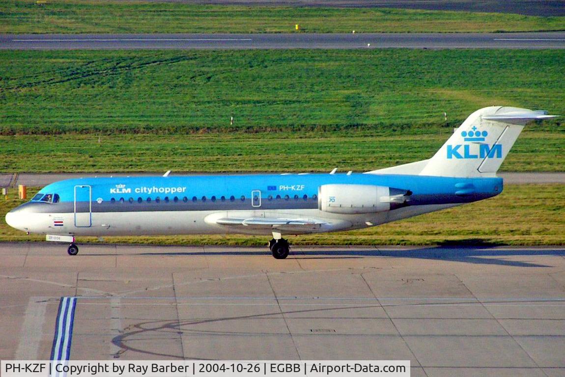 PH-KZF, 1996 Fokker 70 (F-28-0070) C/N 11577, Fokker F-70 [11577] (KLM cityhopper) Birmingham International~G 26/10/2004