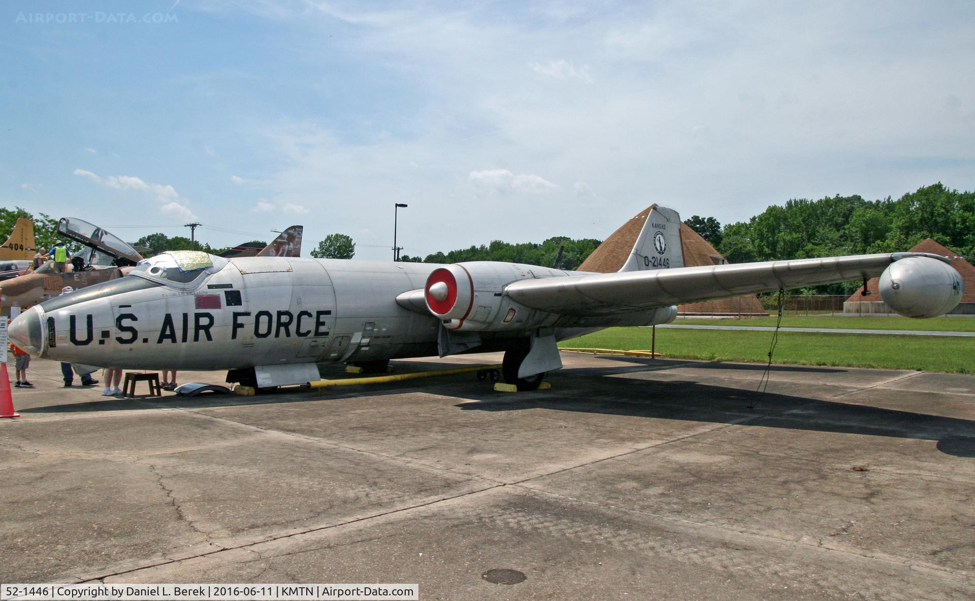 52-1446, 1952 Martin RB-57A Canberra C/N 029, This 1952 Canberra was built as a reconnaissance ship.  She last served with the Kansas Air National Guard.