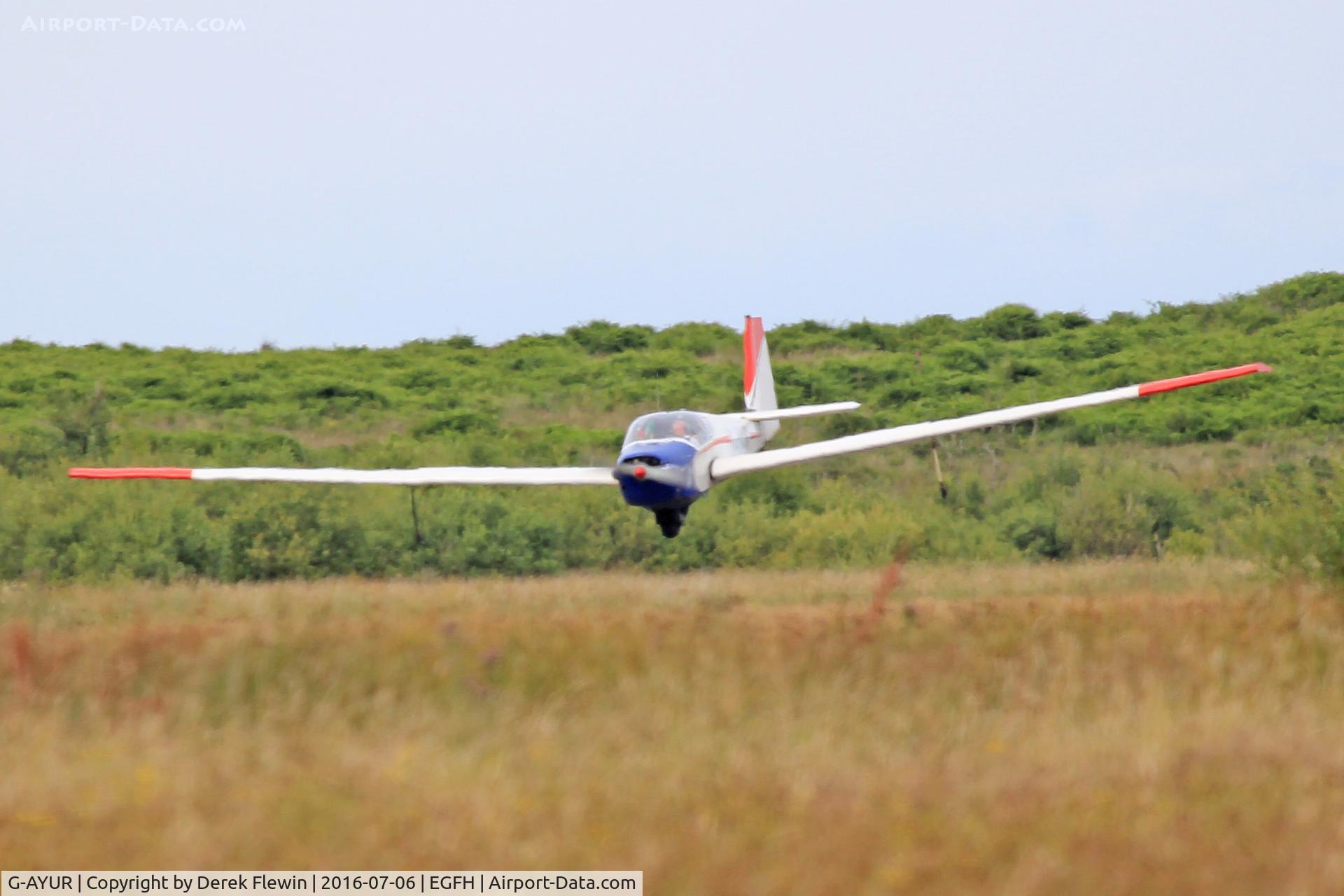 G-AYUR, 1971 Slingsby T-61A Falke C/N 1736, Falke, Rhigos Airfield based, seen landing on runway 22.