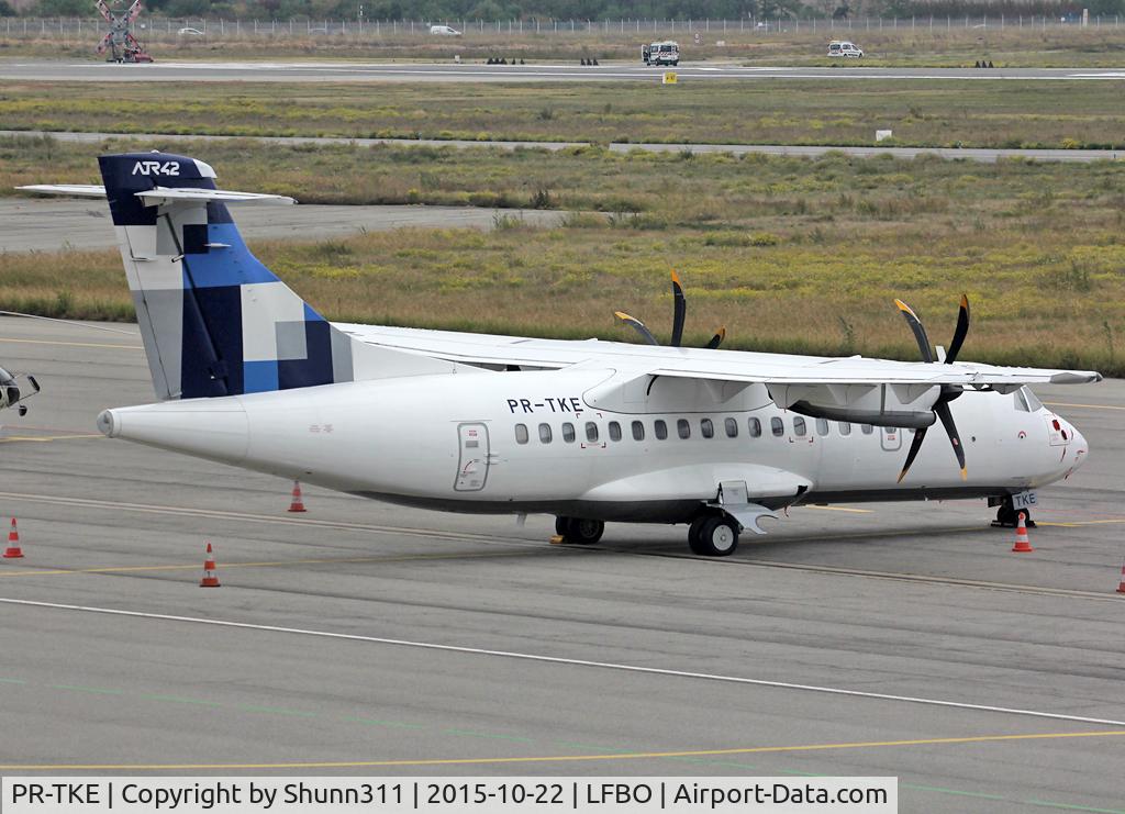 PR-TKE, 1997 ATR 42-500 C/N 556, Returned to lessor without titles... Parked at the General Aviation area during night stop before going to Toulouse-Francazal Airport for storage...