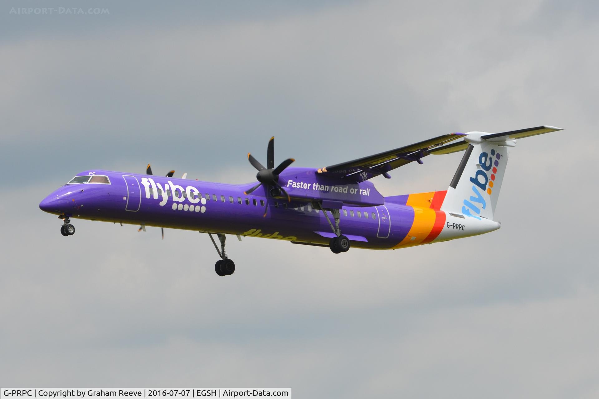 G-PRPC, 2010 Bombardier DHC-8-402 Dash 8 C/N 4338, Landing at Norwich.