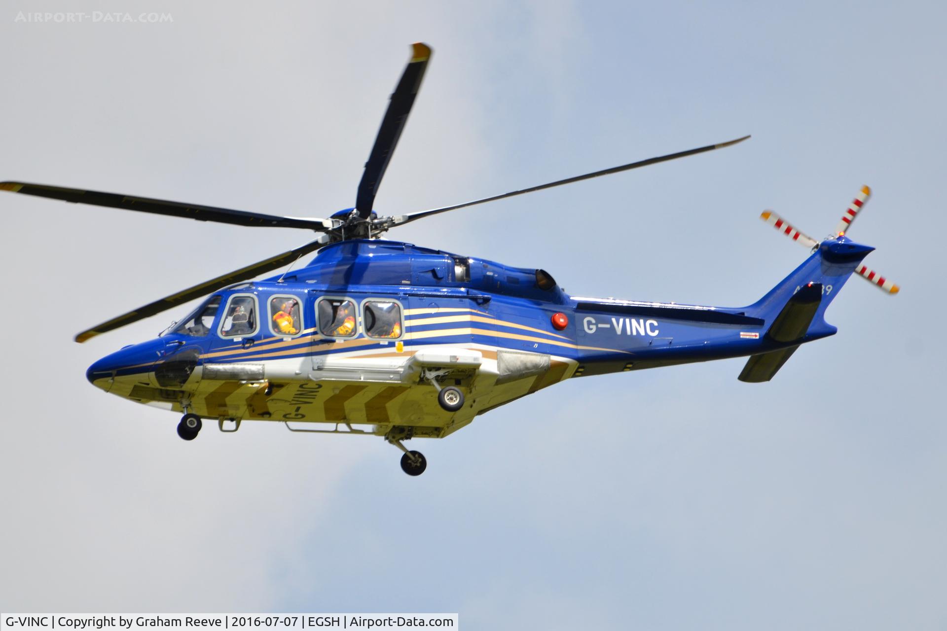 G-VINC, 2013 AgustaWestland AW-139 C/N 31478, Flying with out Bond logos.