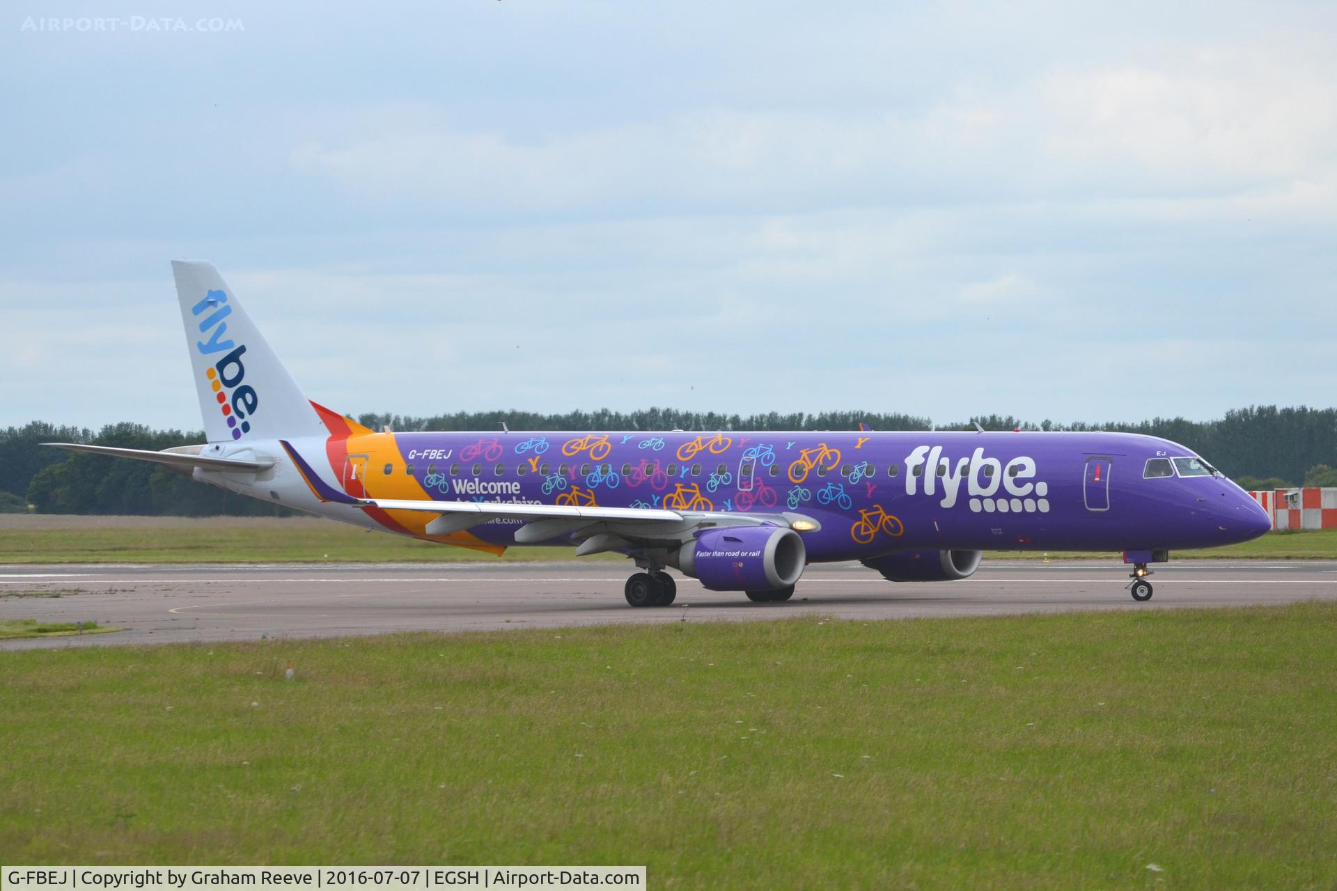 G-FBEJ, 2007 Embraer 195LR (ERJ-190-200LR) C/N 19000155, About to depart from Norwich.