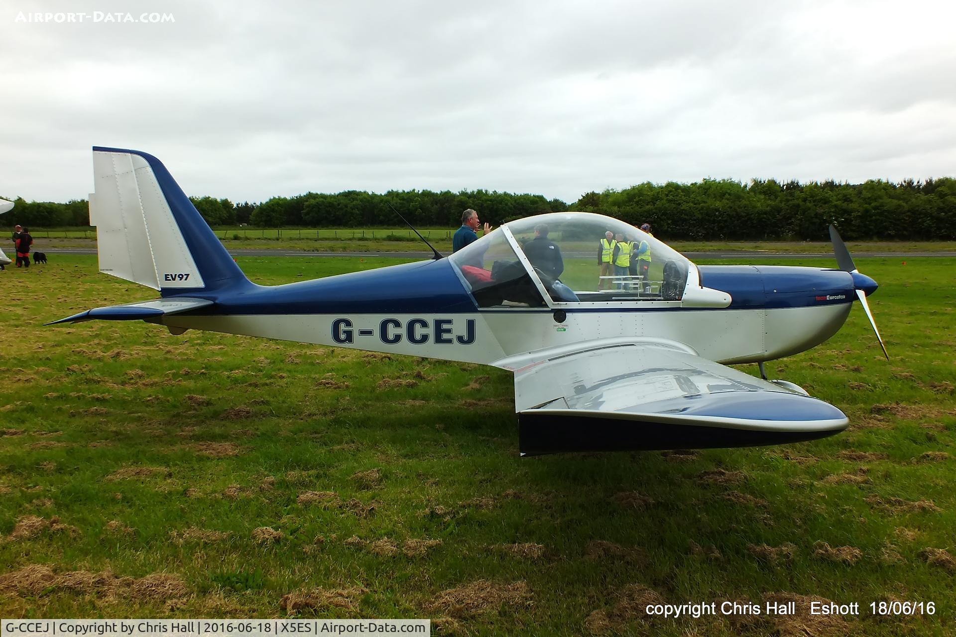 G-CCEJ, 2003 Aerotechnik EV-97 Eurostar C/N PFA 315-14011, at the Great North Fly in. Eshott