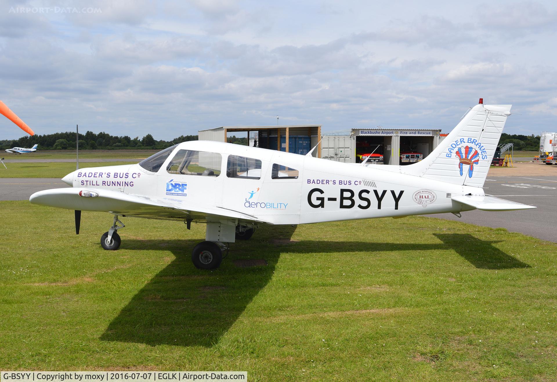 G-BSYY, 1986 Piper PA-28-161 Cherokee Warrior II C/N 2816009, Piper Cherokee Warrior II at Blackbushe. Ex N440X
