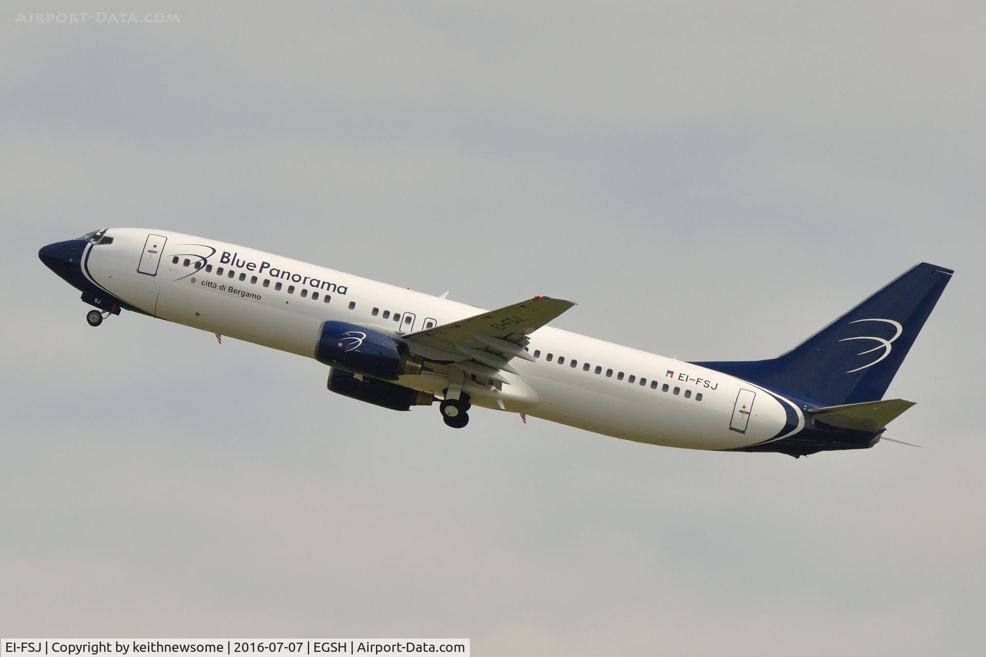 EI-FSJ, 2002 Boeing 737-86N C/N 29888, Leaving Norwich following re-spray and engineering work.