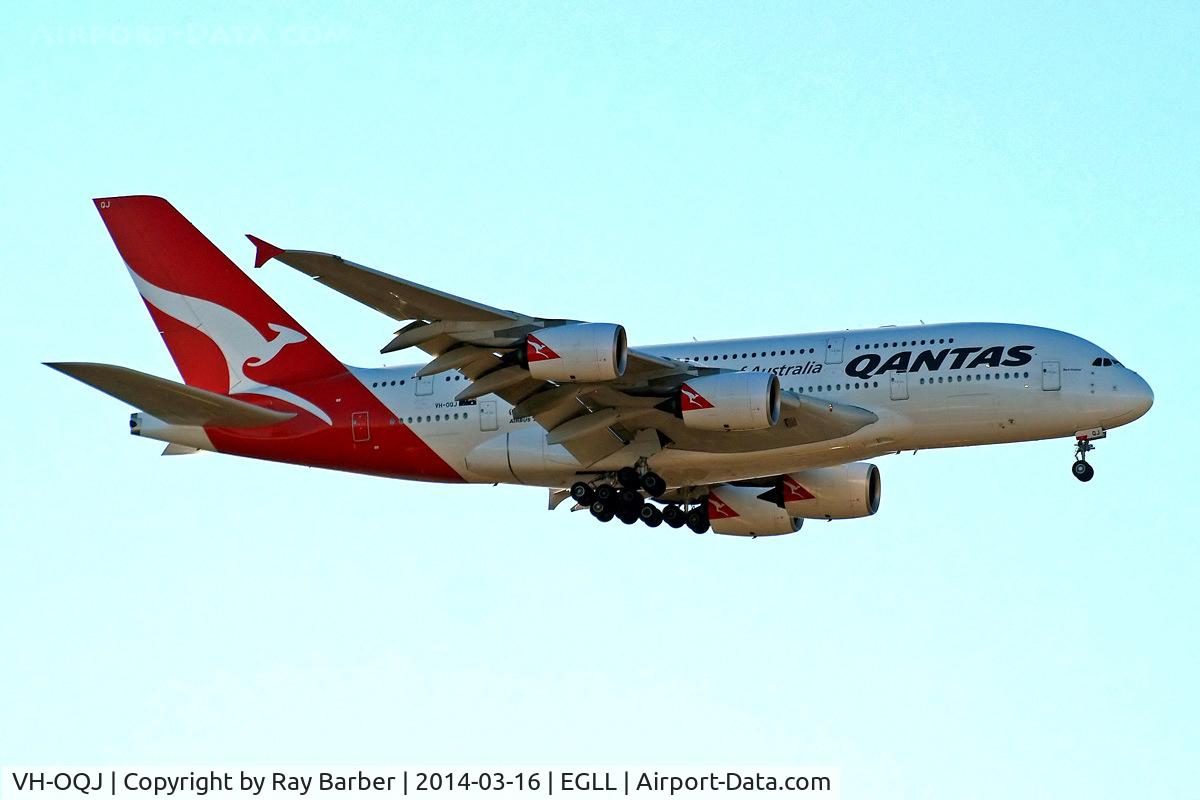 VH-OQJ, 2010 Airbus A380-842 C/N 062, Airbus A380-841 [062] (QANTAS) Home~G 16/03/2014. On approach 27L.