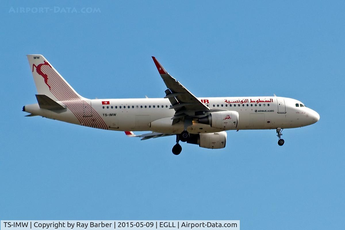 TS-IMW, 2014 Airbus A320-214 C/N 6338, Airbus A320-214(sl) [6338] (Tunisair) Home~G 09/05/2015. On approach 27L.