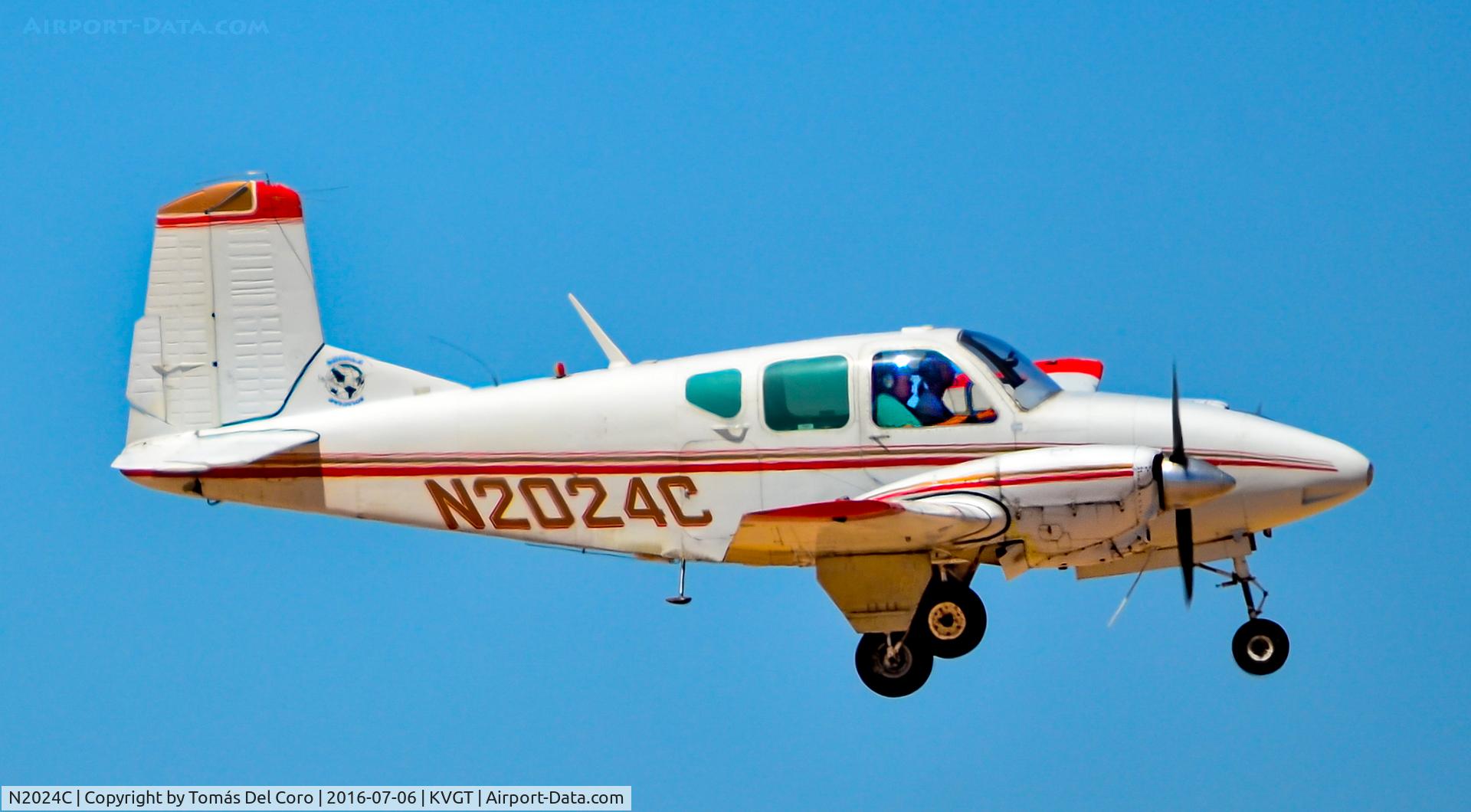 N2024C, 1959 Beech 95 Travel Air C/N TD-198, N2024C  1959 Beech 95 C/N TD-198 

North Las Vegas Airport (IATA: VGT, ICAO: KVGT, FAA LID: VGT)
Photo: Tomás Del Coro
July 6, 2016