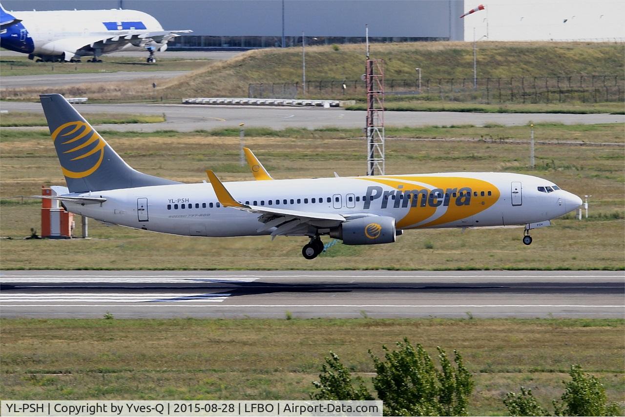 YL-PSH, 2005 Boeing 737-86N C/N 34247, Boeing 737-86N, Landing rwy 14R, Toulouse-Blagnac airport (LFBO-TLS)