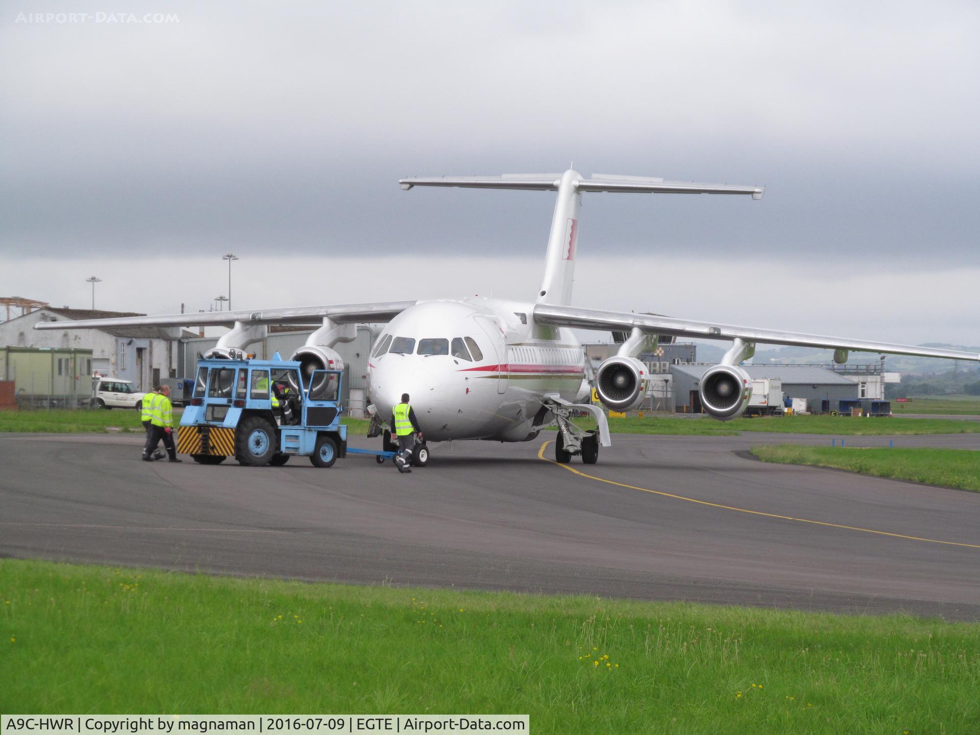 A9C-HWR, 1997 British Aerospace Avro 146-RJ85 C/N E.2306, push back