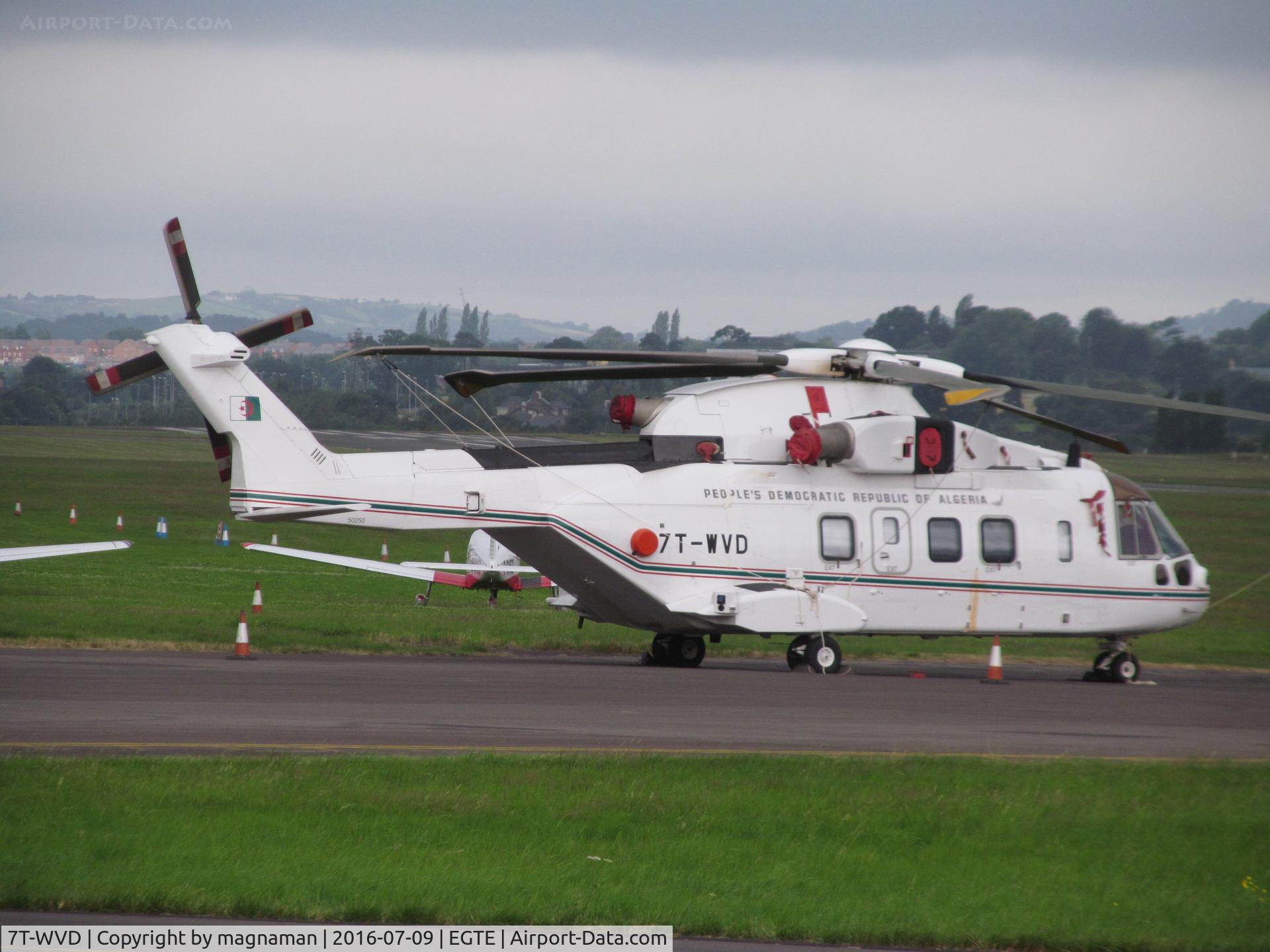 7T-WVD, AgustaWestland AW-101 Series 642 C/N 50250, at Exeter prior to hop to Yeovil and westlands base