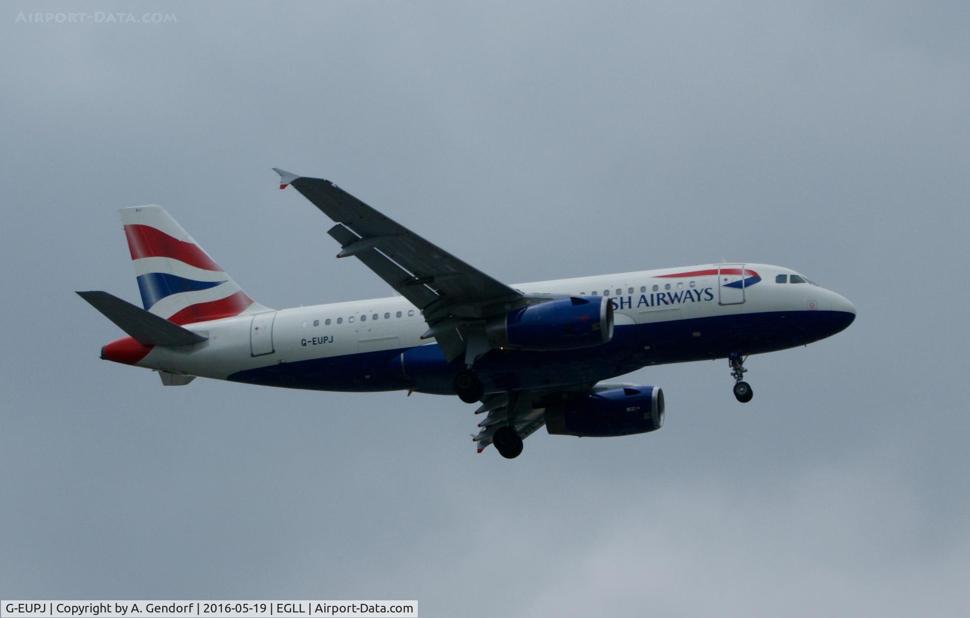 G-EUPJ, 2000 Airbus A319-131 C/N 1232, British Airways, is here on short finals at London Heathrow(EGLL)