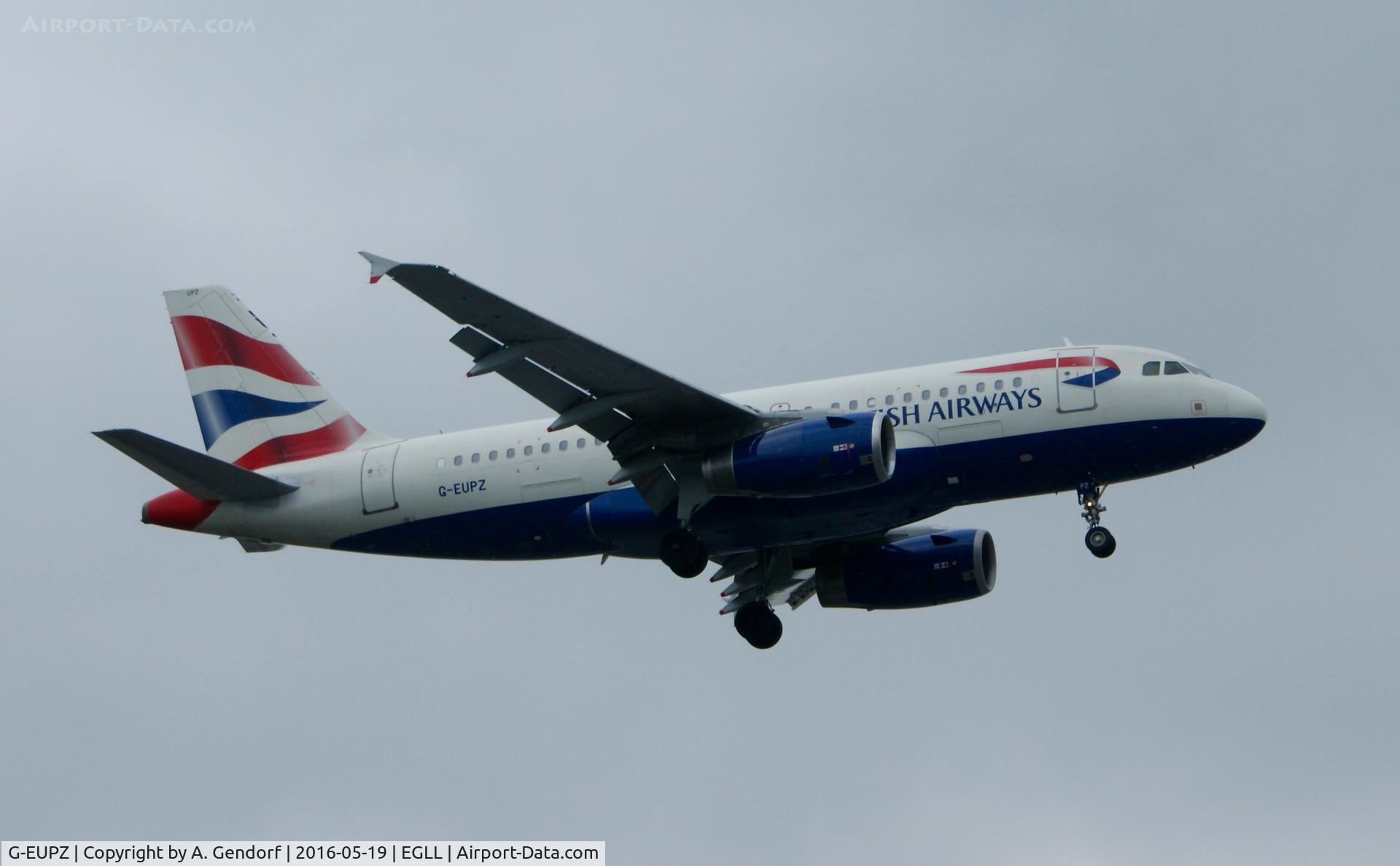 G-EUPZ, 2001 Airbus A319-131 C/N 1510, British Airways, seen here landing at London Heathrow(EGLL)