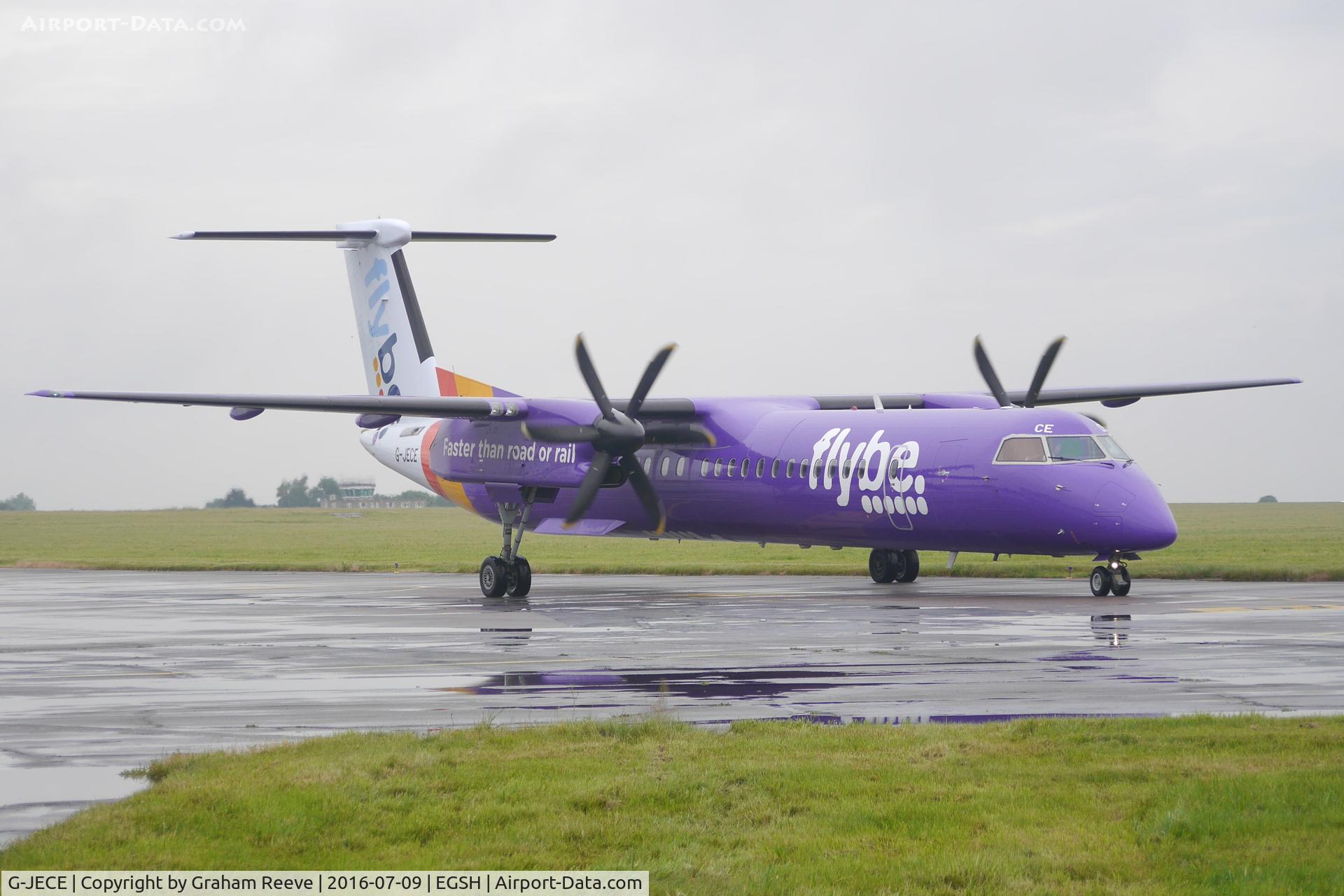 G-JECE, 2004 De Havilland Canada DHC-8-402Q Dash 8 C/N 4094, Just landed at Norwich.