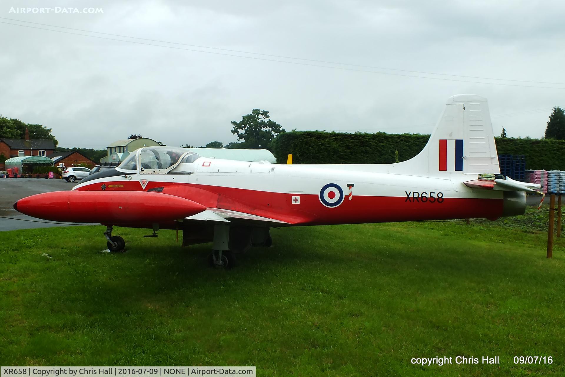XR658, 1963 BAC Jet Provost T.4 C/N PAC/W/19450, preserved at Holly Farm Nurseries, Prees, Shropshire