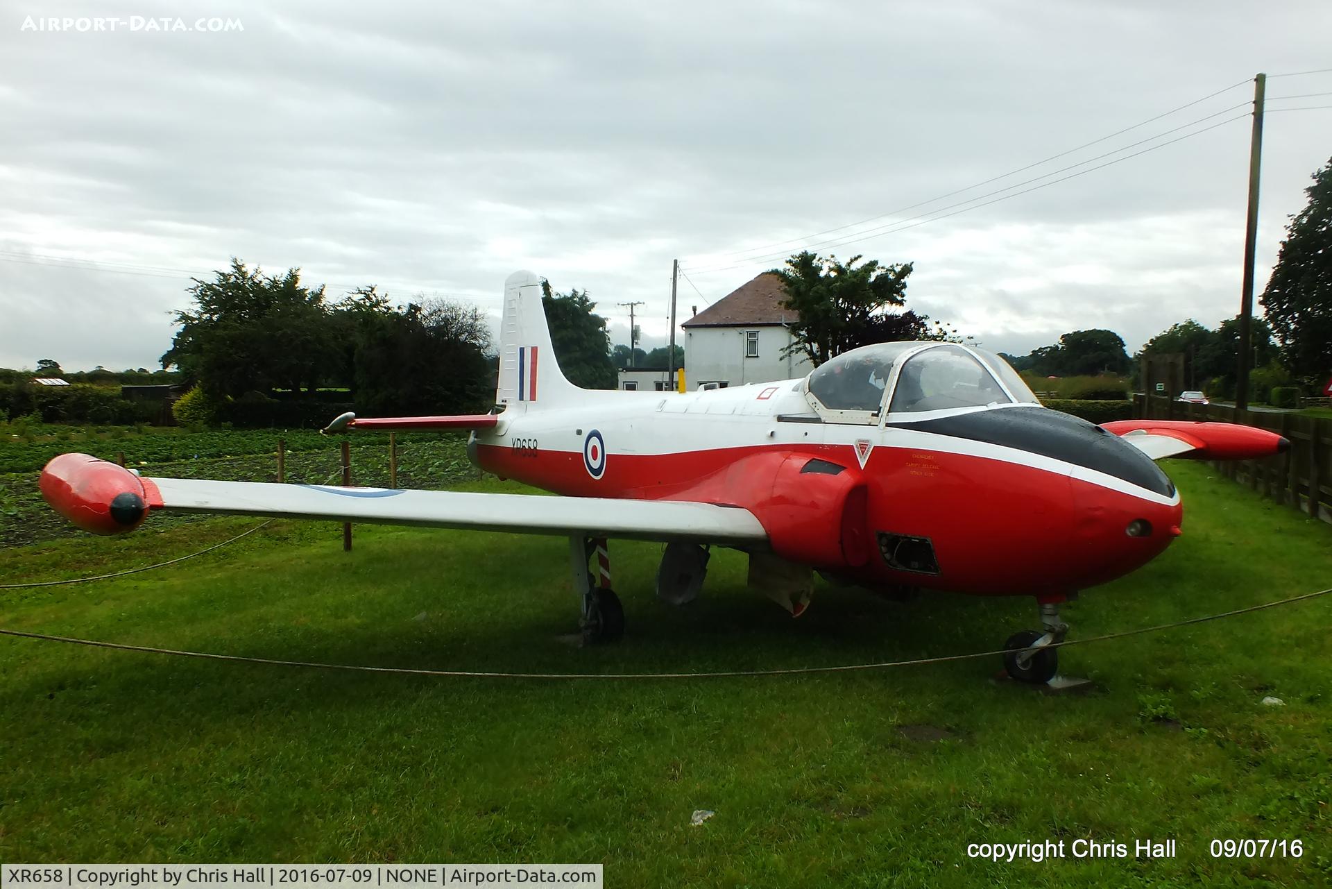 XR658, 1963 BAC Jet Provost T.4 C/N PAC/W/19450, preserved at Holly Farm Nurseries, Prees, Shropshire
