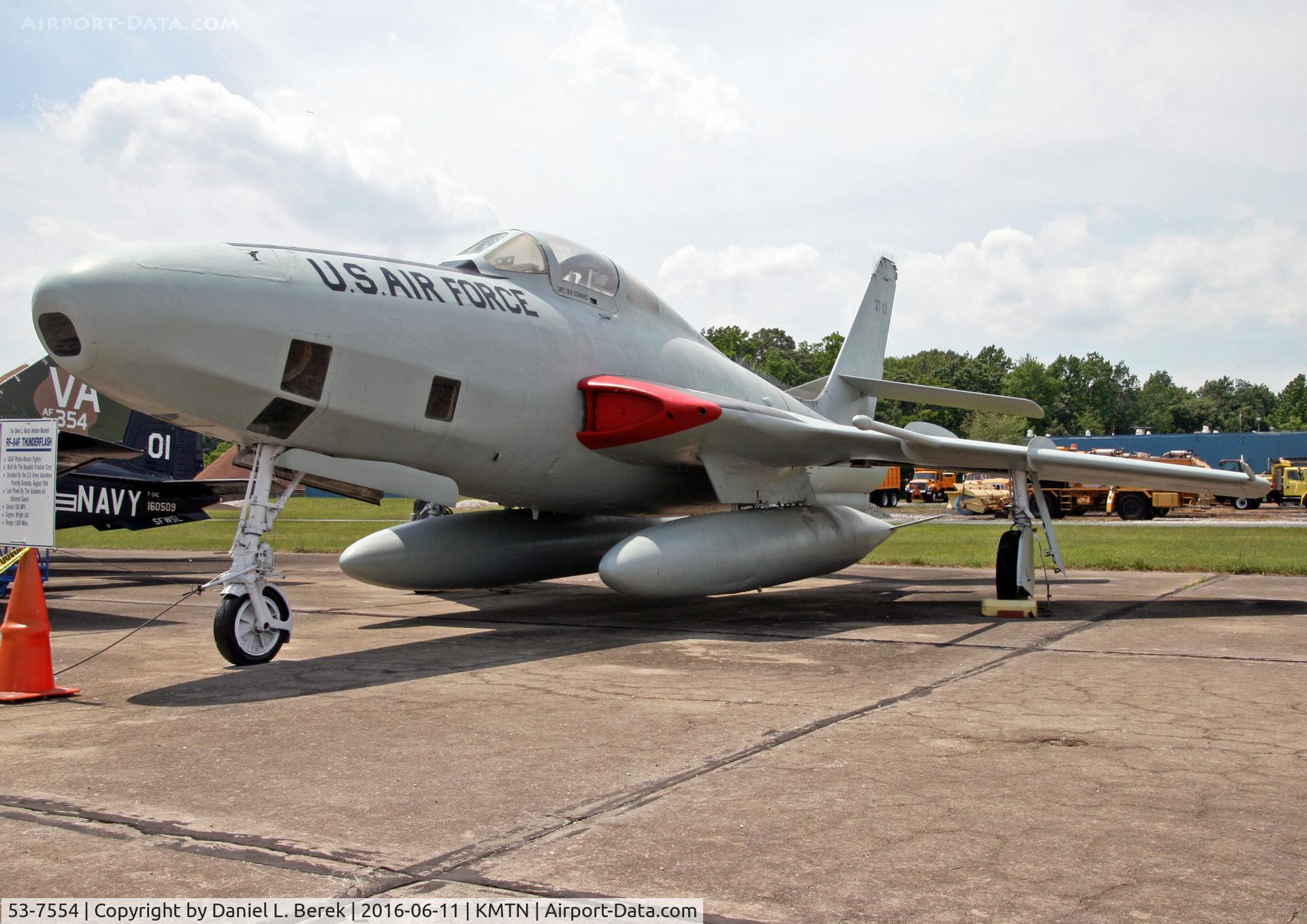 53-7554, 1953 Republic RF-84F Thunderflash C/N Not found 53-7554, This is the photo reconnaissance version of the F-84F Thunderflash.