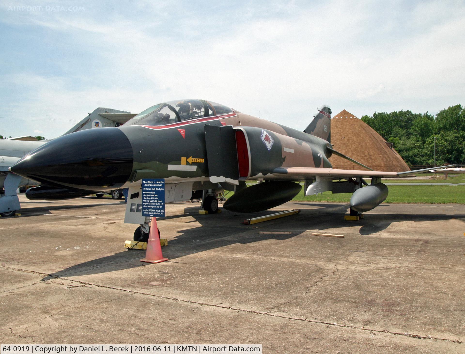 64-0919, 1964 McDonnell F-4C Phanton II C/N 1390, Nicely preserved Phantom II at the Glenn L Martin Museum.
