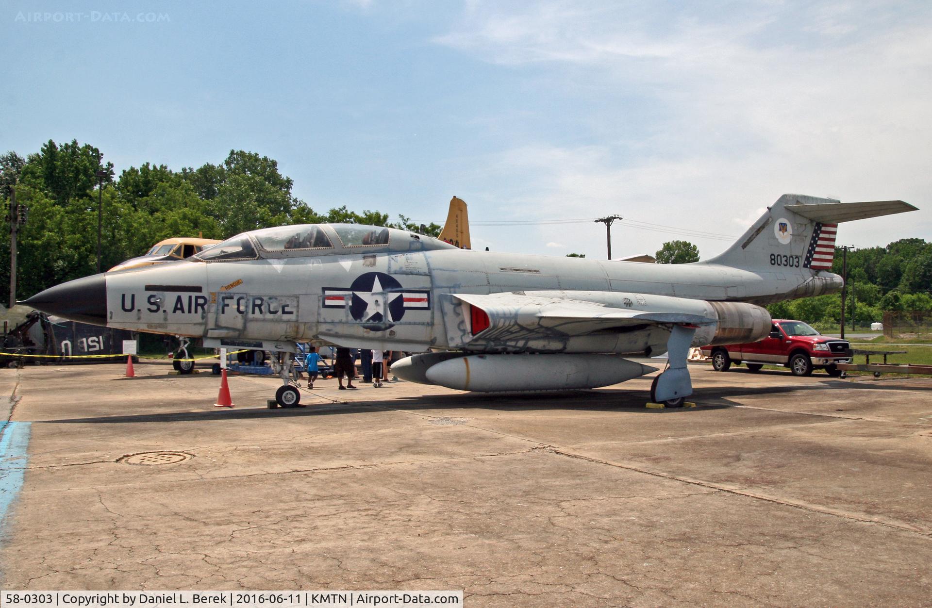 58-0303, 1958 McDonnell F-101B Voodoo C/N 675, This Voodoo is one of several Cold War fighers at the Glenn L Martin Museum.