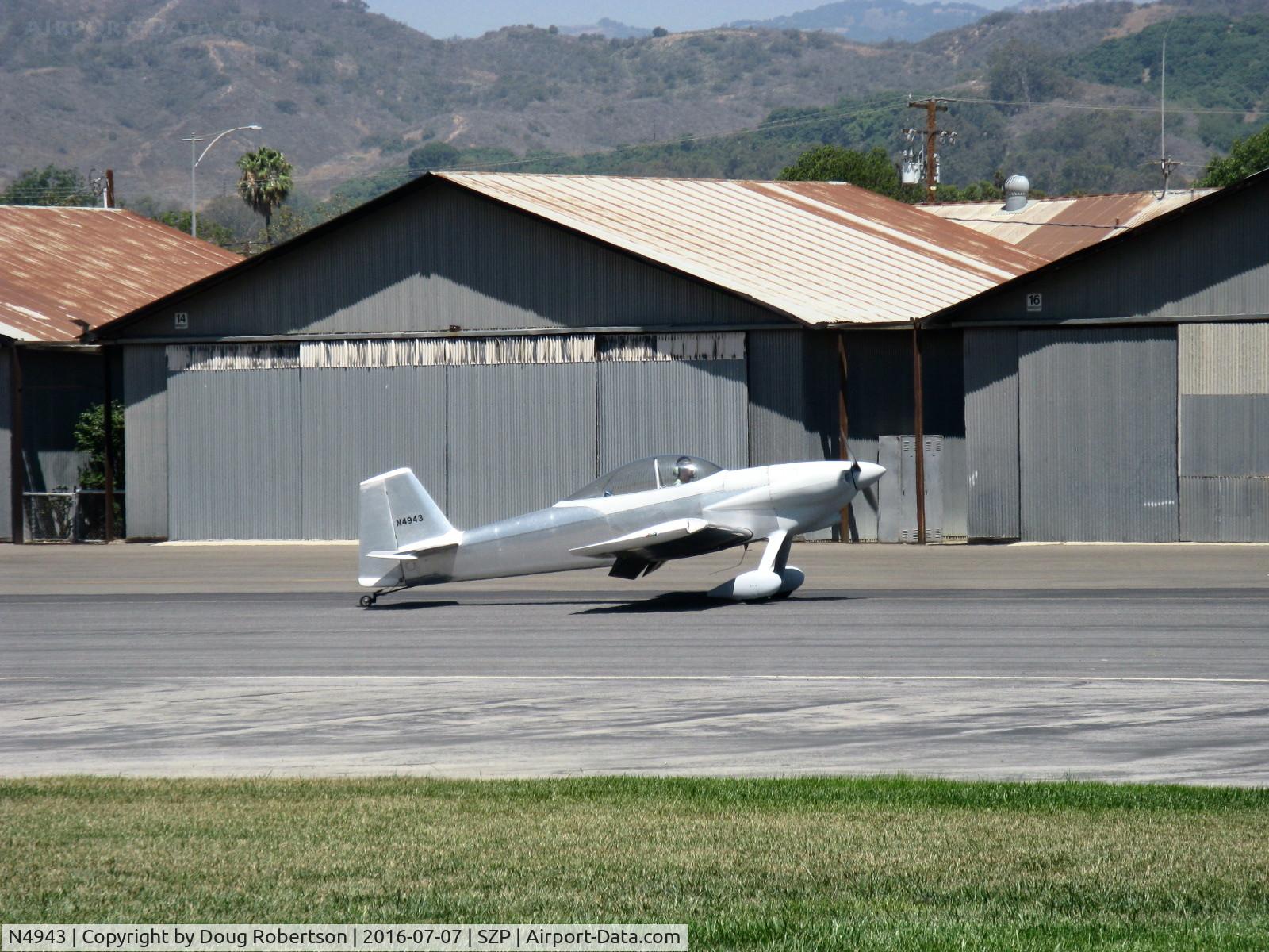 N4943, 2014 Vans RV-4 C/N 4311, 2014 Corson VAN's RV-4. Lycoming O-320-D2B 160 Hp, taxi back after landing