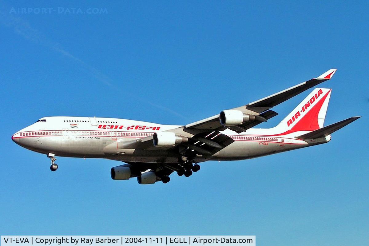 VT-EVA, 1996 Boeing 747-437 C/N 28094, Boeing 747-437 [28094] (Air India) Heathrow~G 11/11/2004. On finals 27L