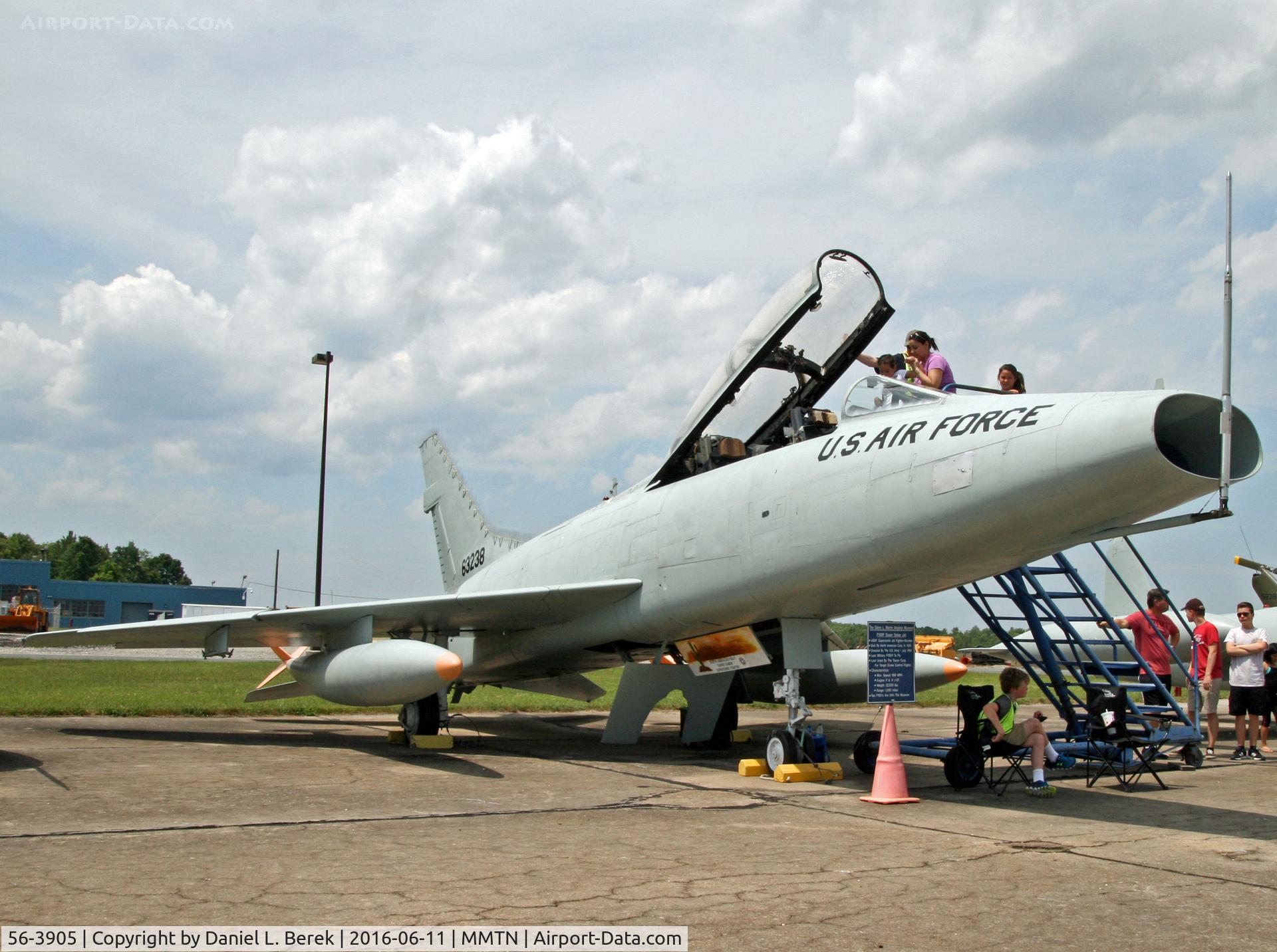 56-3905, 1956 North American F-100F Super Sabre C/N 243-181, Although this museum aircraft has the serial 56-3238 on its tail, according to Friends of the Super Sabre and 