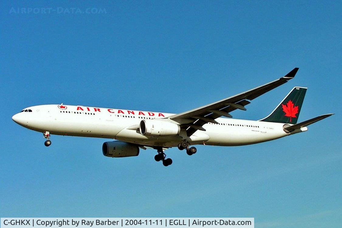 C-GHKX, 2001 Airbus A330-343 C/N 0412, Airbus A330-343X [412] (Air Canada) Heathrow~G 11/11/2004. On finals 27L.