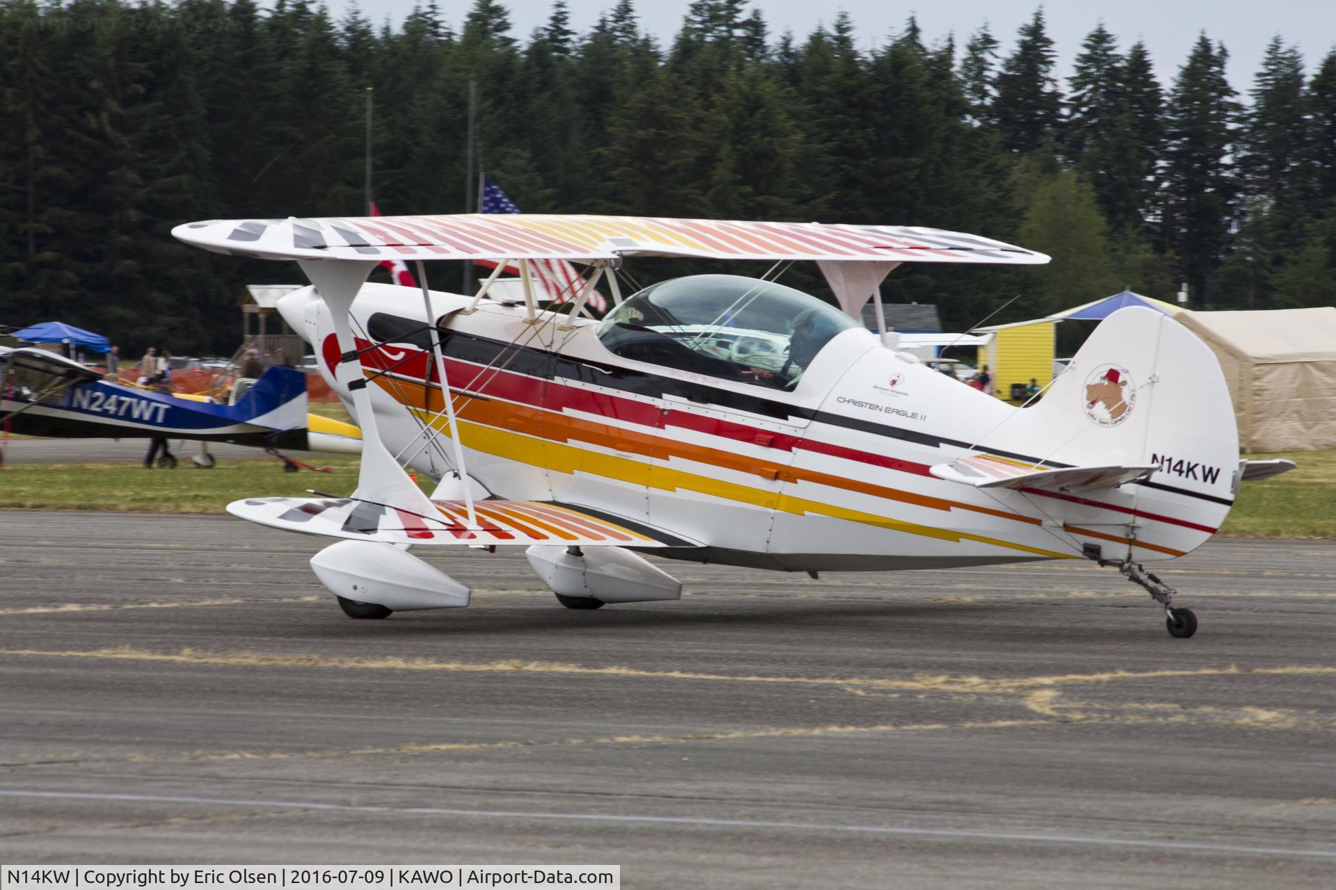 N14KW, 1988 Christen Eagle II C/N 0001 (N14KW), Christen Eagle II taxing to depart the 2016 Arlington Fly-In.