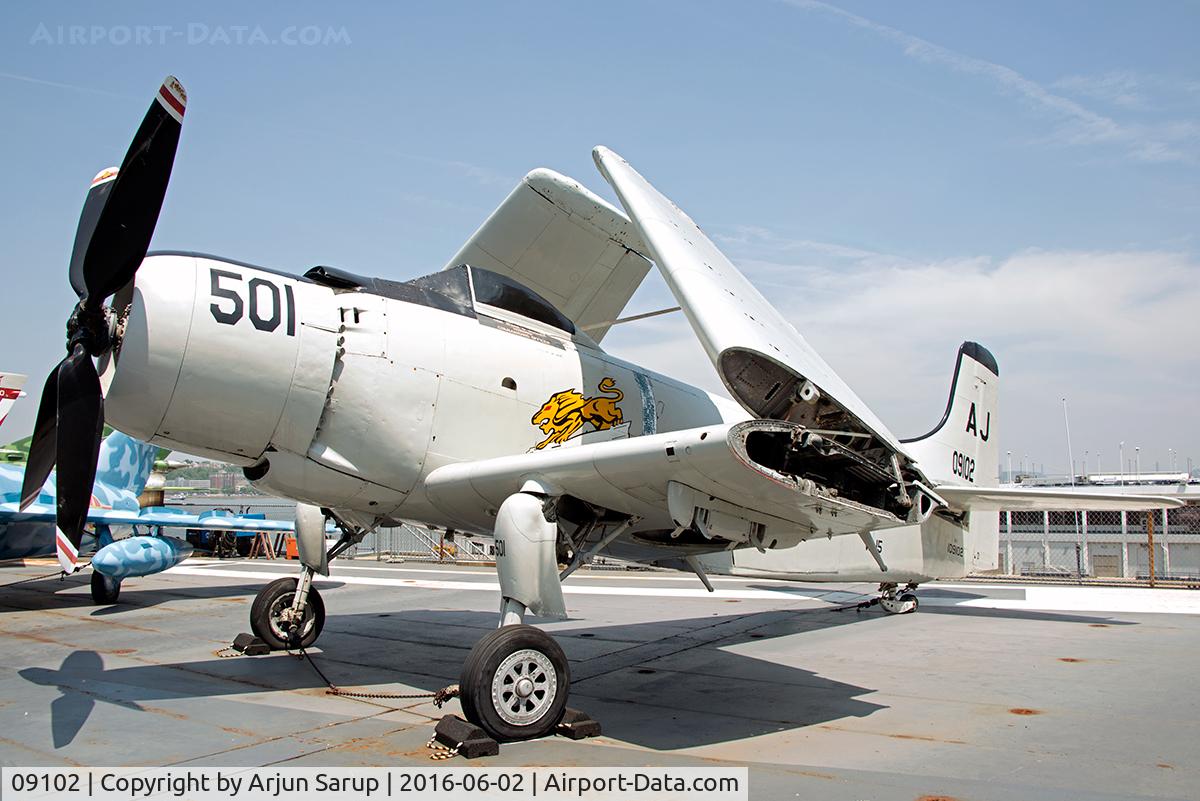 09102, Douglas XBT2D-1 Skyraider C/N 1930, On display aboard USS Intrepid. The Skyraider is from VA-15 'Valions'.