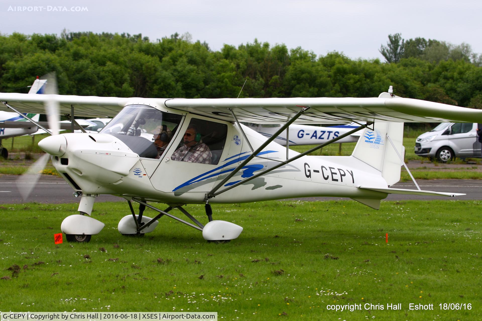 G-CEPY, 2007 Comco Ikarus C42 FB80 C/N 0707-6900, at the Great North Fly in. Eshott