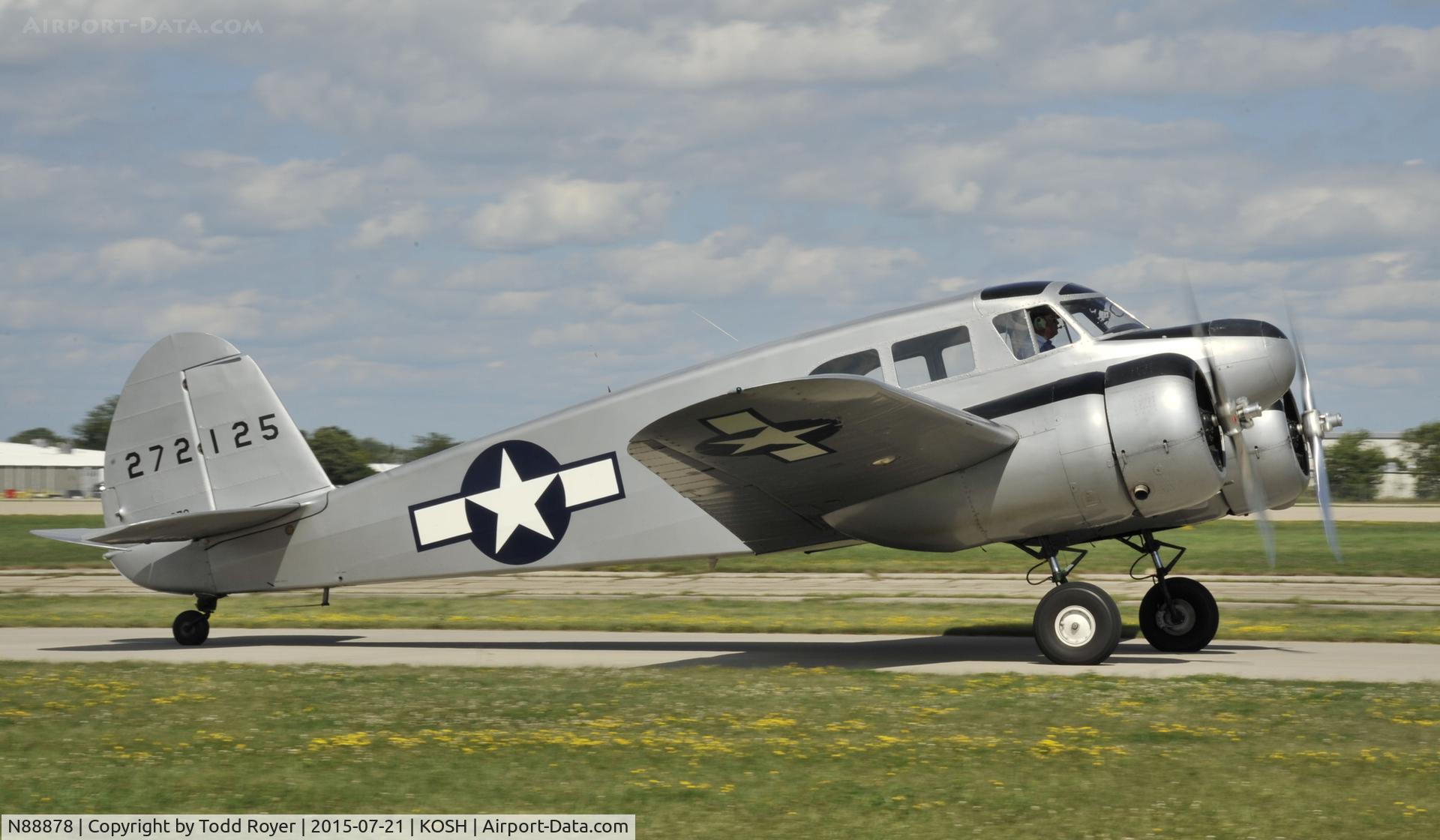 N88878, 1943 Cessna UC-78C (T-50) Bobcat C/N 4121, Airventure 2015