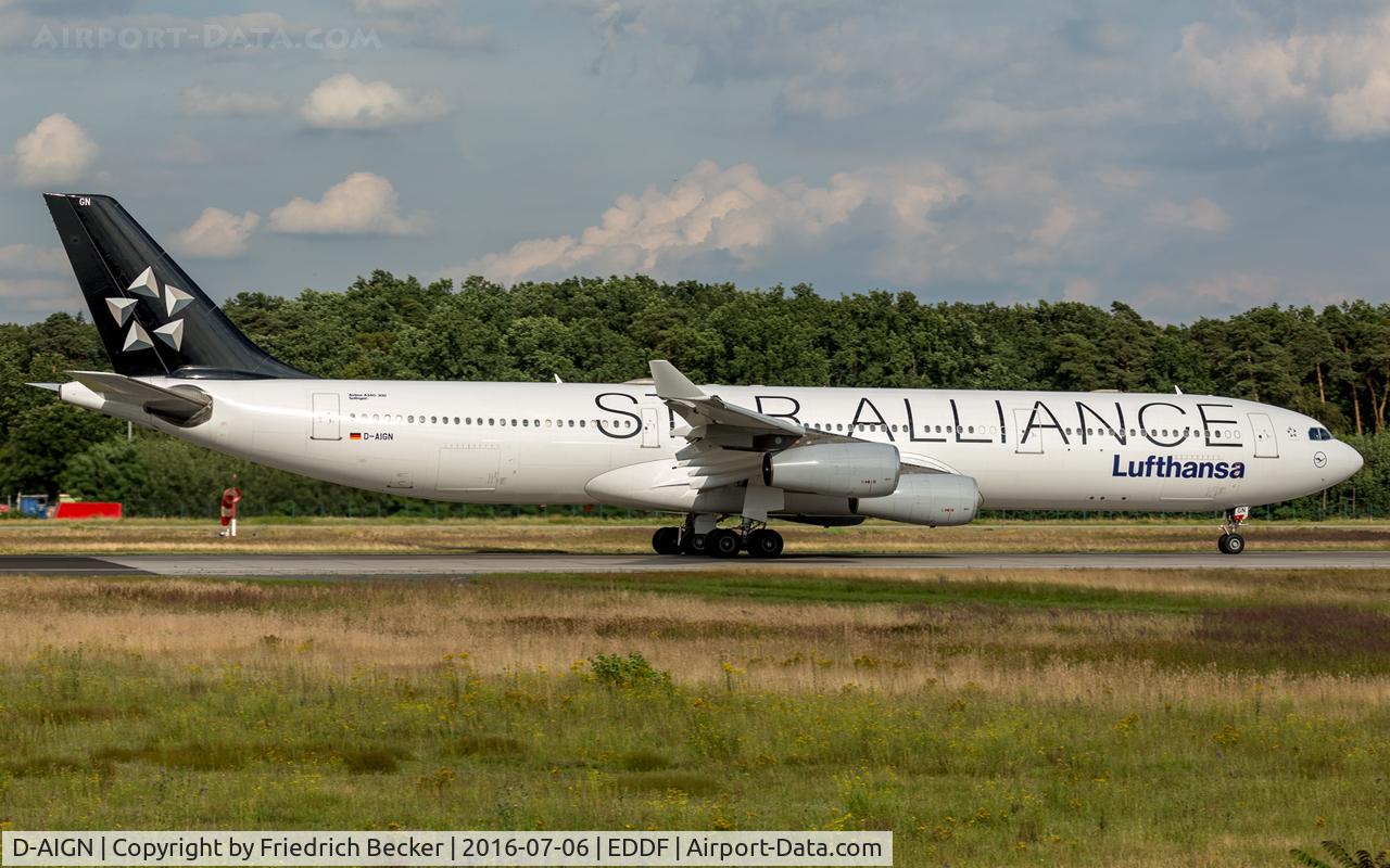 D-AIGN, 1998 Airbus A340-313 C/N 213, departure via RW18W