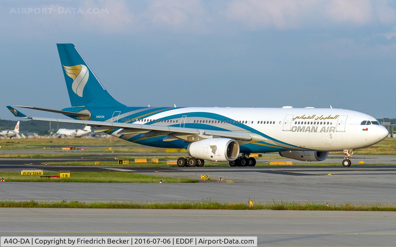 A4O-DA, 2009 Airbus A330-243 C/N 1038, line up for departure via RW18W