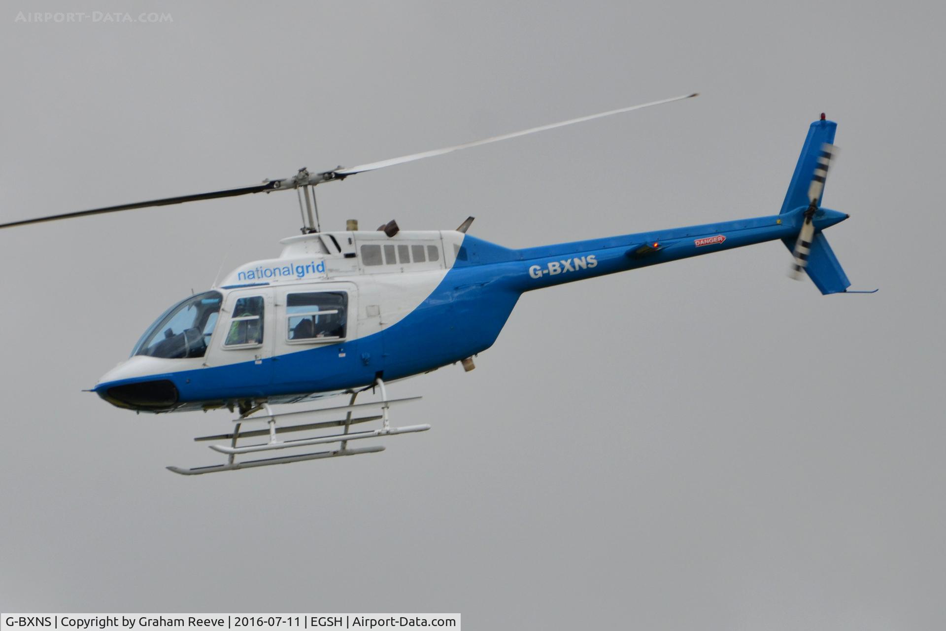 G-BXNS, 1977 Bell 206B JetRanger III C/N 2385, On approach to Norwich.
