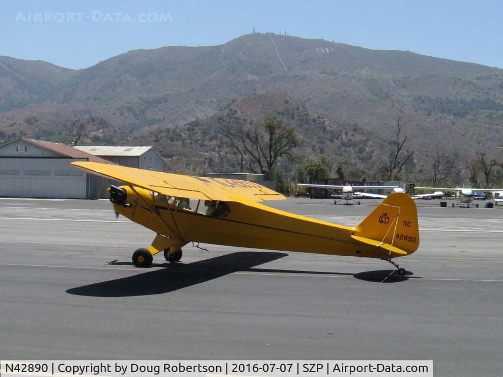N42890, 1945 Piper J3C-65 Cub C/N 15225, 1945 Piper J3C-65 CUB, Continental A&C65 65 Hp, taxi to Rwy 22